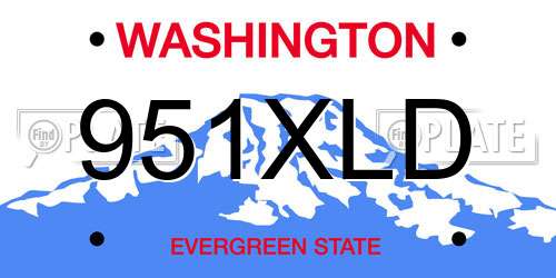951XLD Washington License Plate