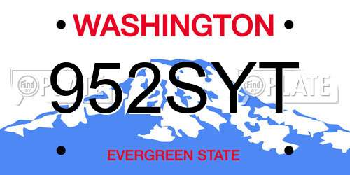 952SYT Washington License Plate