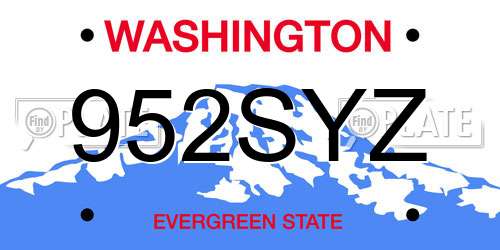 952SYZ Washington License Plate
