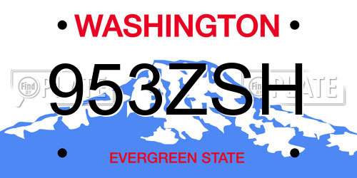953ZSH Washington License Plate