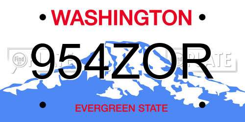 954ZOR Washington License Plate