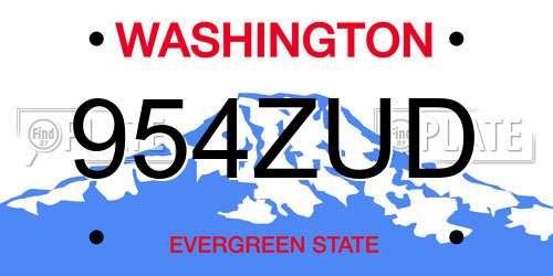 954ZUD Washington License Plate