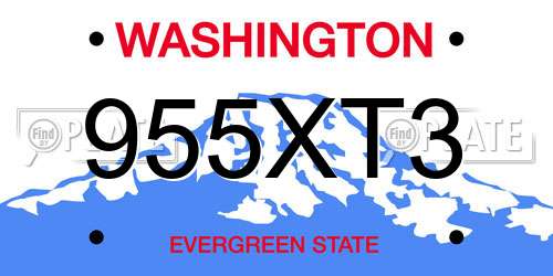 955XT3 Washington License Plate