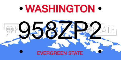 958ZP2 Washington License Plate