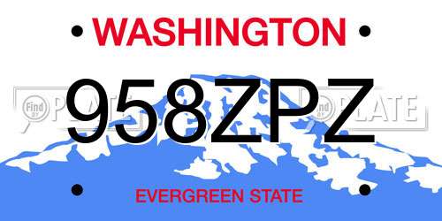 958ZPZ Washington License Plate