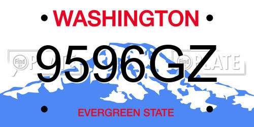 9596GZ Washington License Plate