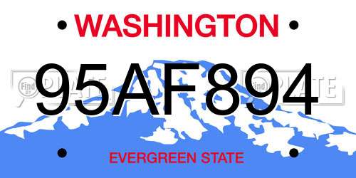 95AF894 Washington License Plate