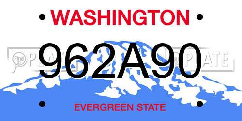 962A90 Washington License Plate