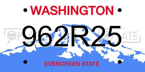 962R25 Washington License Plate