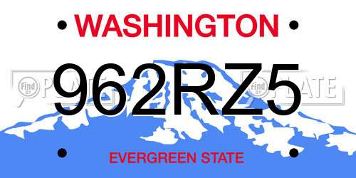 962RZ5 Washington License Plate