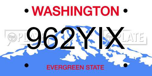 962YIX Washington License Plate