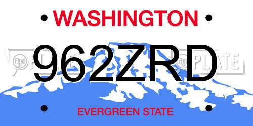 962ZRD Washington License Plate
