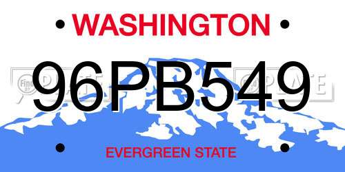 96PB549 Washington License Plate