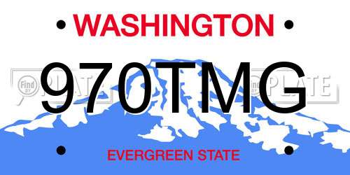 970TMG Washington License Plate