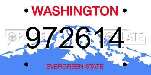 972614 Washington License Plate
