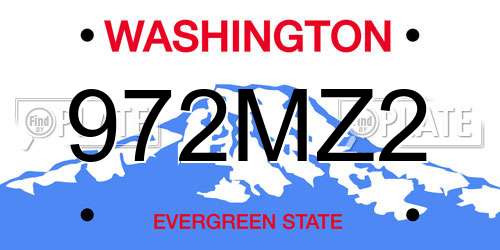972MZ2 Washington License Plate