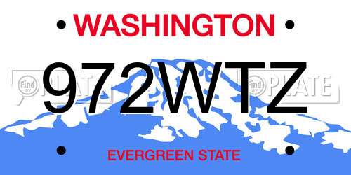 972WTZ Washington License Plate