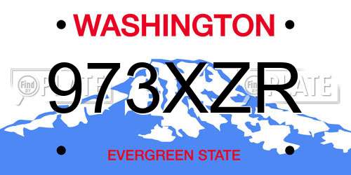 973XZR Washington License Plate