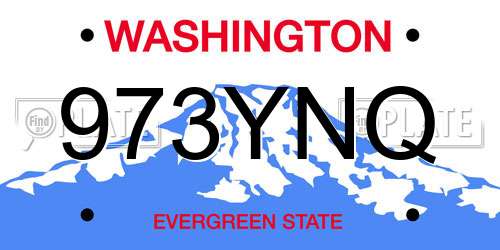 973YNQ Washington License Plate