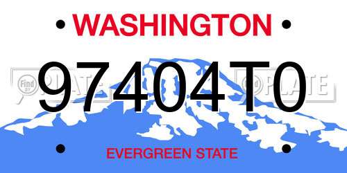 97404T0 Washington License Plate