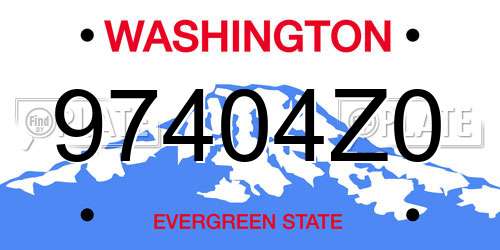97404Z0 Washington License Plate