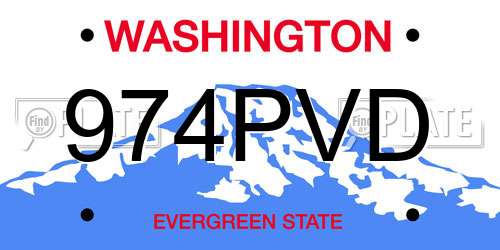 974PVD Washington License Plate