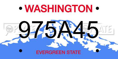 975A45 Washington License Plate