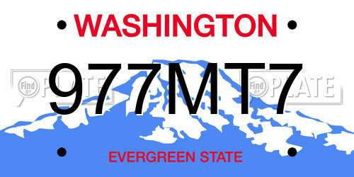977MT7 Washington License Plate