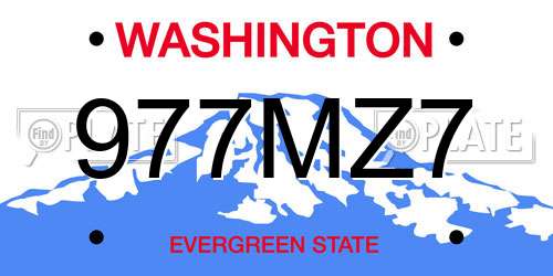 977MZ7 Washington License Plate