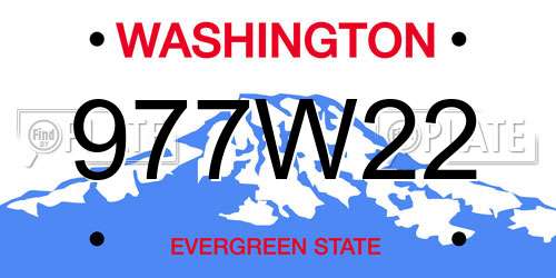 977W22 Washington License Plate