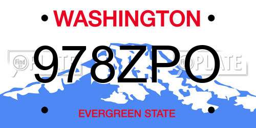 978ZPO Washington License Plate