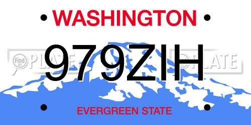 979ZIH Washington License Plate
