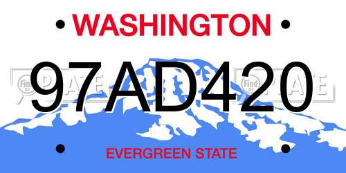 97AD420 Washington License Plate
