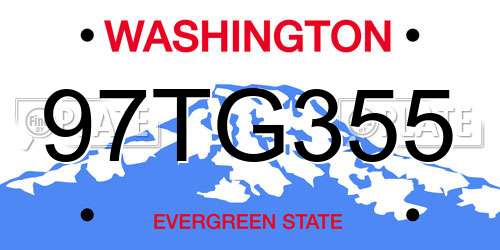 97TG355 Washington License Plate