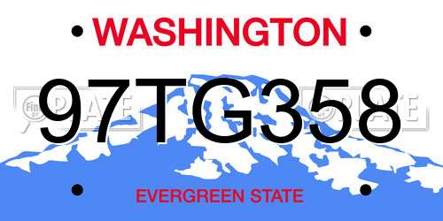 97TG358 Washington License Plate