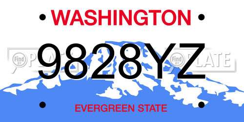 9828YZ Washington License Plate