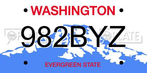 982BYZ Washington License Plate