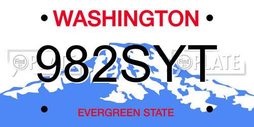 982SYT Washington License Plate