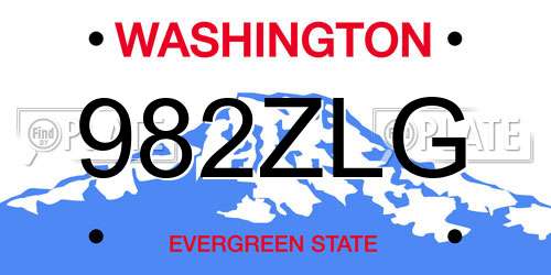 982ZLG Washington License Plate