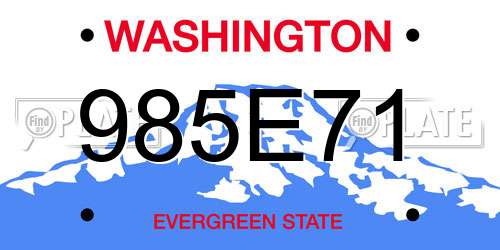 985E71 Washington License Plate