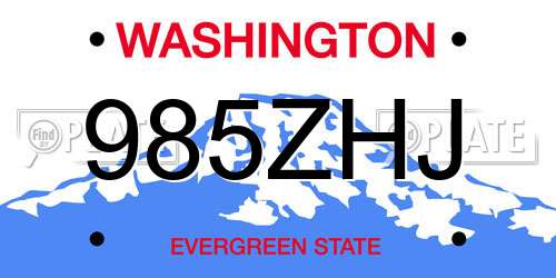 985ZHJ Washington License Plate