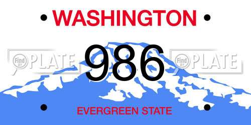 986 Washington License Plate