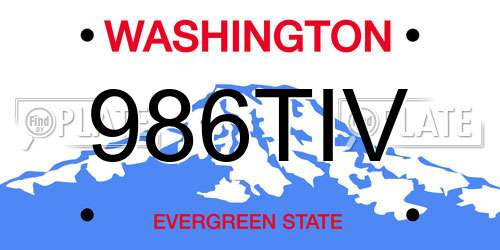 986TIV Washington License Plate