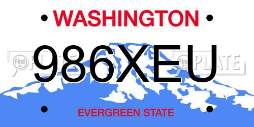 986XEU Washington License Plate