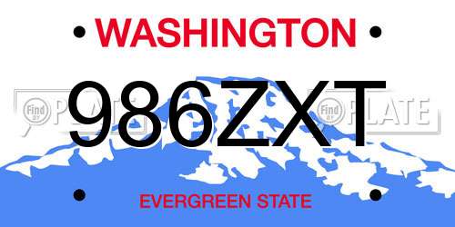 986ZXT Washington License Plate