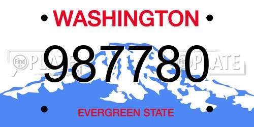 987780 Washington License Plate