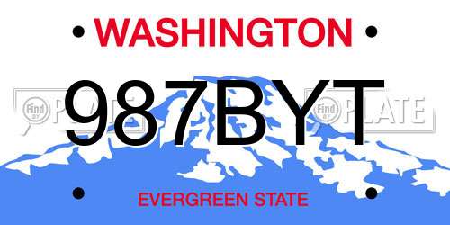 987BYT Washington License Plate