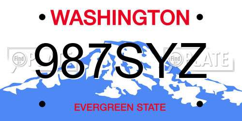 987SYZ Washington License Plate