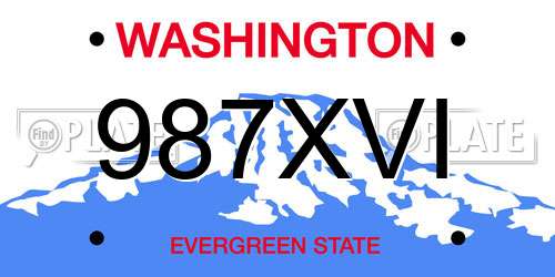 987XVI Washington License Plate