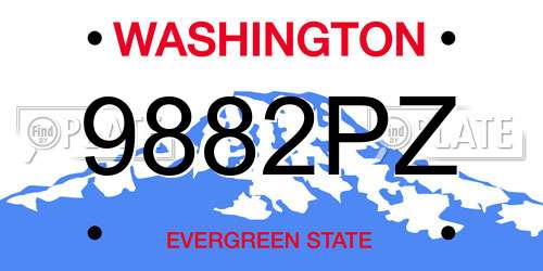9882PZ Washington License Plate